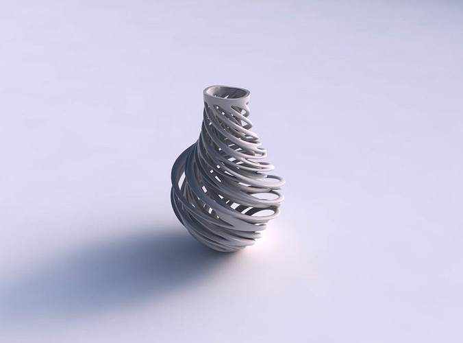 Vase flared with twisted inner and outer lines very twisted wavy | 3D