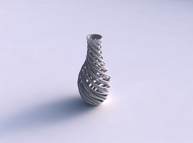 Vase flared with twisted inner and outer lines very twisted and tapered | 3D