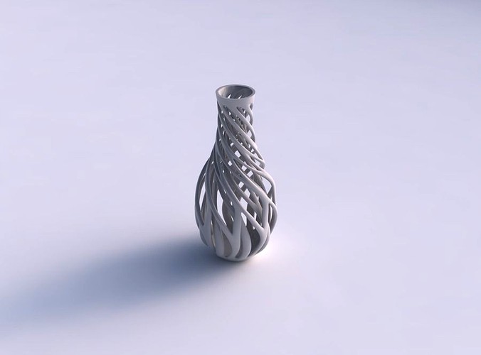 Vase flared with twisted inner and outer lines twisted and tapered | 3D