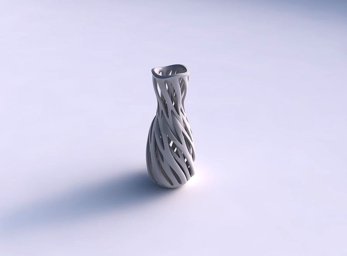 Vase flared with intertwining lines twisted wavy | 3D