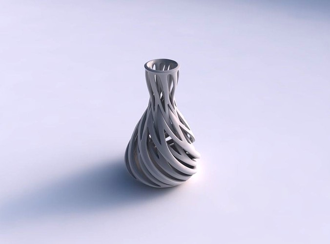 Vase flared with intertwining lines twisted and tapered 2 | 3D