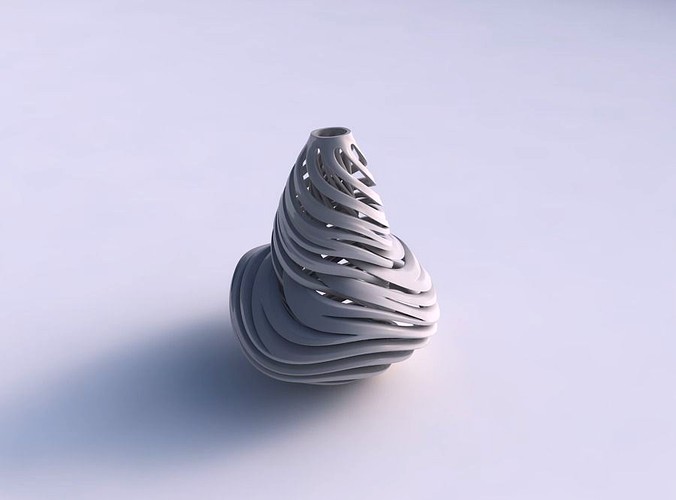 Vase curved twisted with intertwining lines very twisted and tapered 2 wavy | 3D