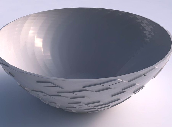 Bowl wide with scattered diagonal grid plates | 3D