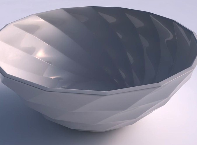 Bowl wide with curved creases | 3D