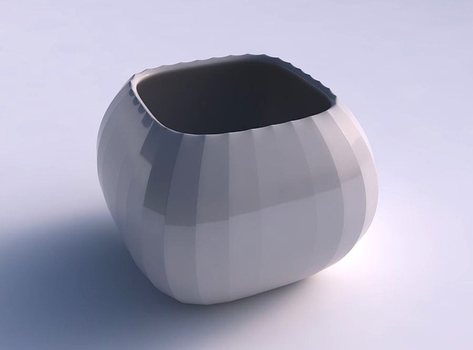 Bowl semi-quadratic with fine bands uniform vertical | 3D