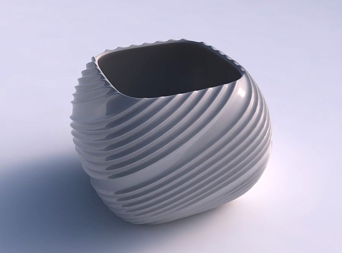 Bowl semi-quadratic with flowing extruded lines | 3D