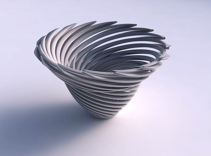 Bowl funnel with twisted sharp muscle structure very twisted | 3D