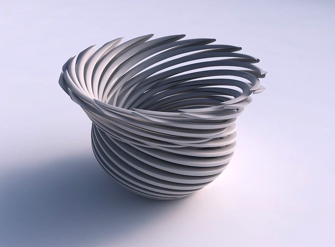 Bowl funnel with twisted sharp muscle structure very twisted and tapered 2 | 3D