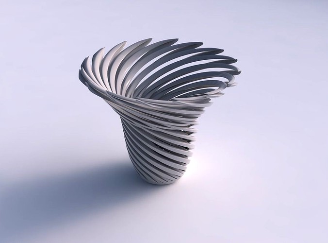 Bowl funnel with twisted sharp muscle structure very twisted and tapered | 3D
