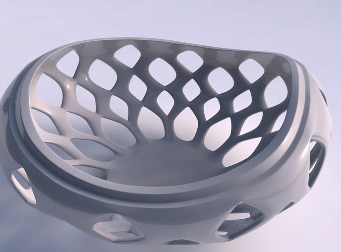 Bowl seed shell with smooth beveled cuts and extruded top squeezed | 3D