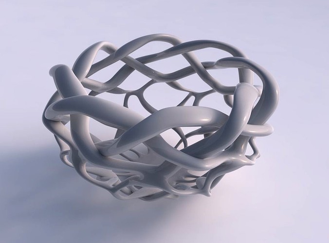 Bowl cylindrical with interlacing lattice squeezed | 3D