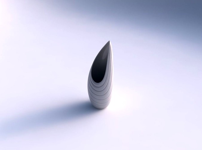 Vase Tsunami with smooth horizontal dents | 3D