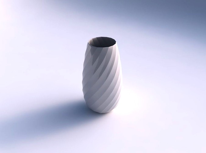 Spacious vase with twisted bands | 3D