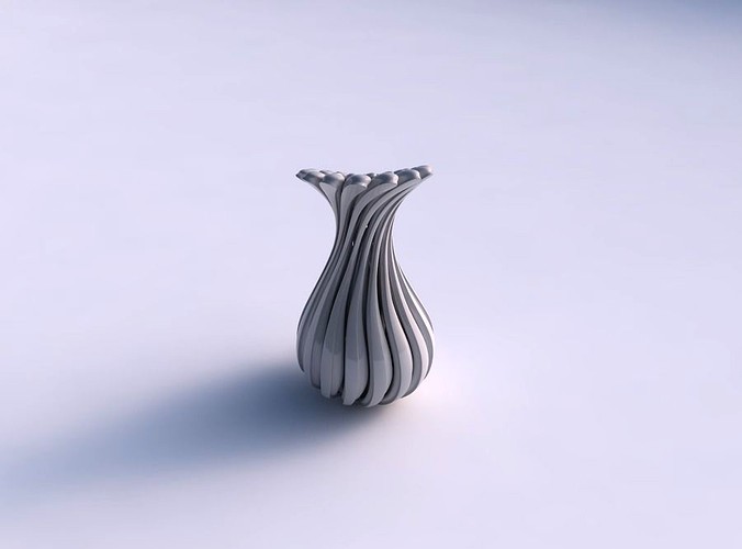 Vase curved twisted with beveled muscle structure and soft tips eccentric | 3D