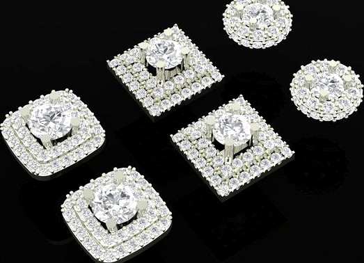 148 Set 3 Diamond Earings  | 3D