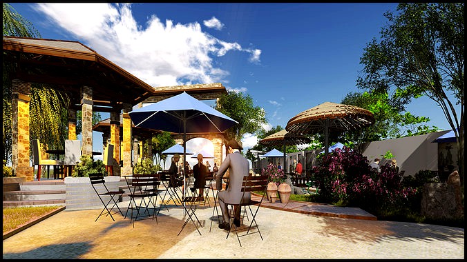 outdoor cafe | 3D