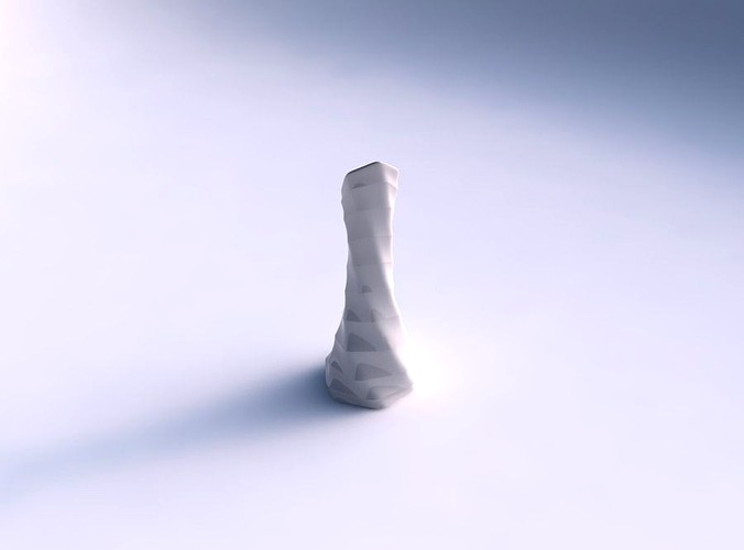 Vase twisted squeezed and bent hexagon with small horizontal sections | 3D