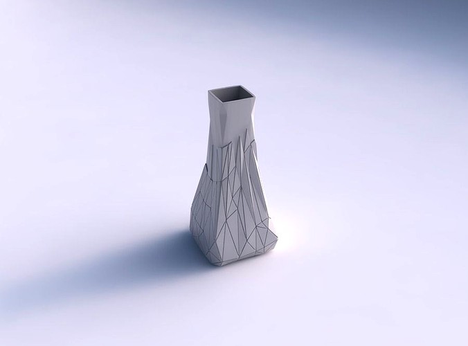 Vase squeezed rectangle with partial random triangle plates | 3D