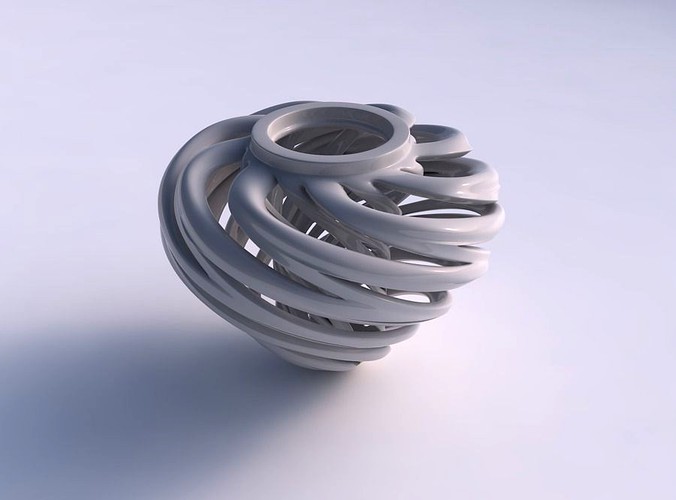 Vase wide top with twisted inner and outer lines twisted | 3D