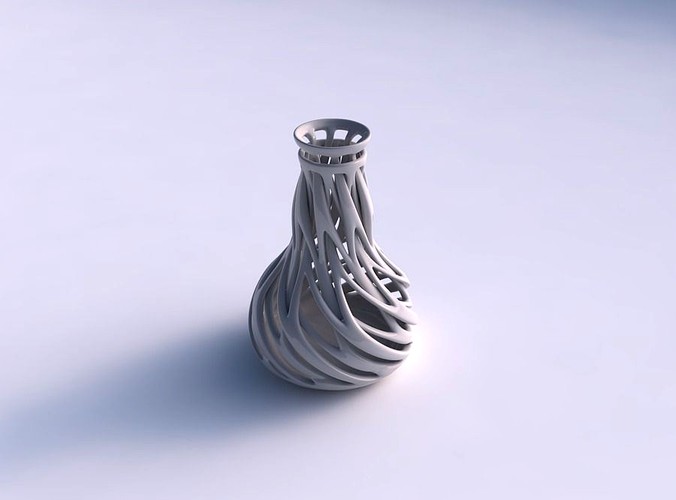 Vase with slim intertwining lines twisted and tapered 2 | 3D