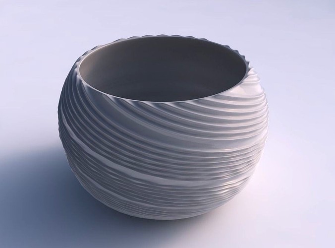 Bowl squeezed twisted with twisted extruded lines | 3D