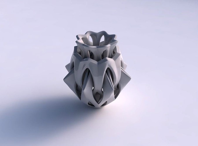Vase rose spikes squeezed with intersection through cuts squeezed | 3D