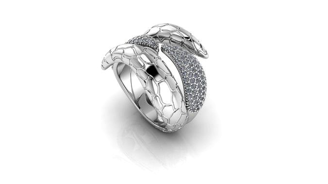 Diamonds Snake Python Ring  | 3D