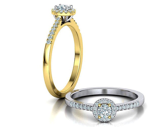 Round Halo Engagement ring 0082  | 3D