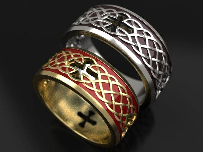 Celtic cross wedding rings - original | 3D