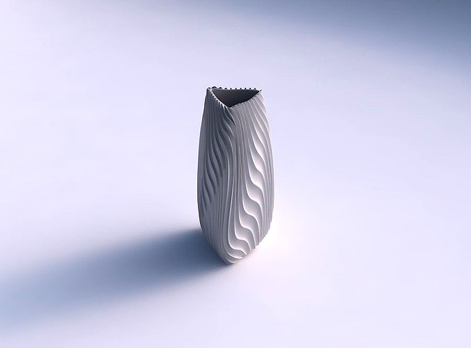Vase triangle with wavy extruded lines 3 | 3D