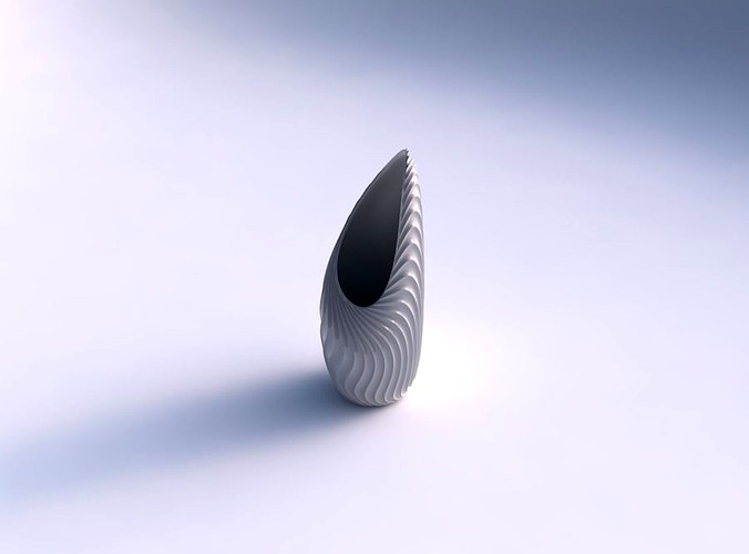 Vase Tsunami with wavy extruded lines 4 | 3D