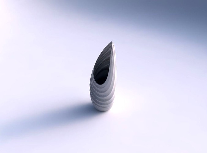 Vase Tsunami with sections and twisted lines | 3D