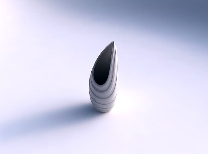 Vase Tsunami with smooth horizontal ribbons | 3D