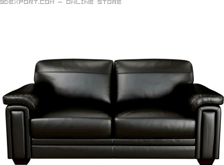 Modern Sofa Black Leather 3D Model