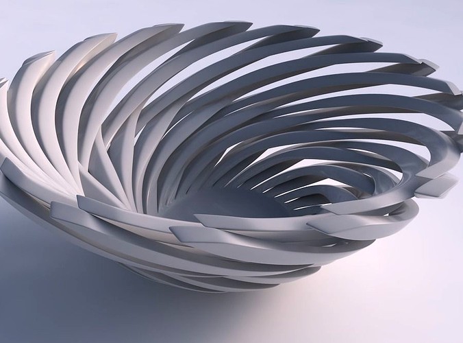 Bowl with twisted sharp muscle structure twisted | 3D