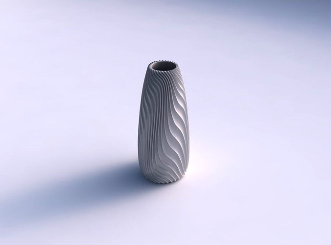 Vase Bullet with wavy extruded lines 3 | 3D