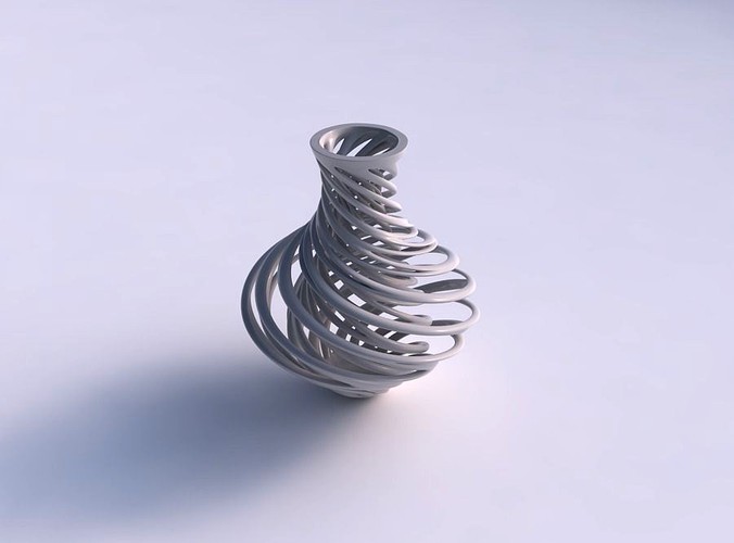 Vase flared with twisted inner and wide outer lines very twisted | 3D