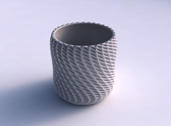 Bowl cylindrical with bent extruded pattern | 3D