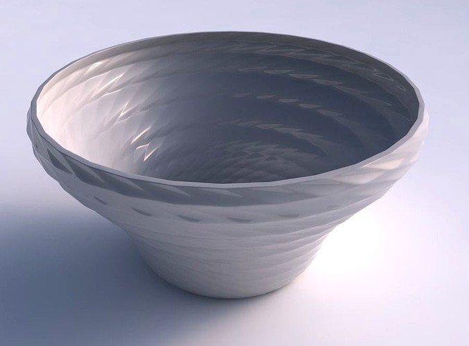 Bowl wide and twisted with sections and twisted lines | 3D