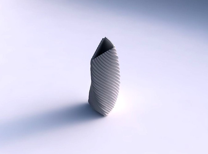 Vase twist tipped triangle with bent extruded lines 2 | 3D