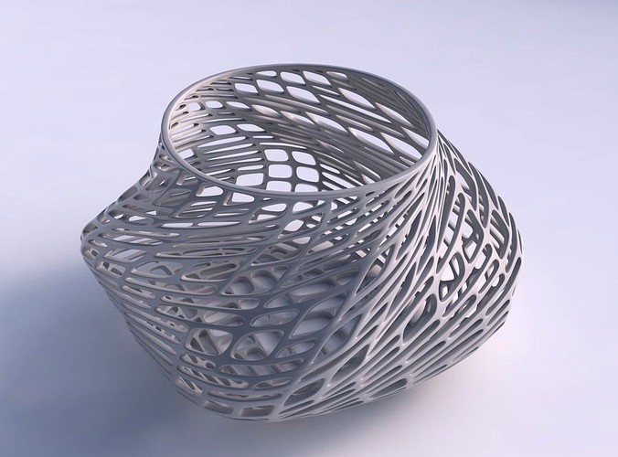 Bowl twisted elipse with twisted lattice tiles | 3D