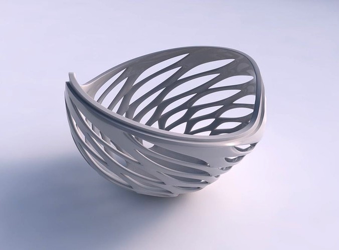 Bowl seed shell with smooth beveled cuts and extruded top twisted | 3D