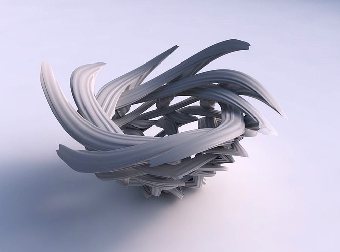 Bowl with interlacing lattice and extruded lines wavy top | 3D