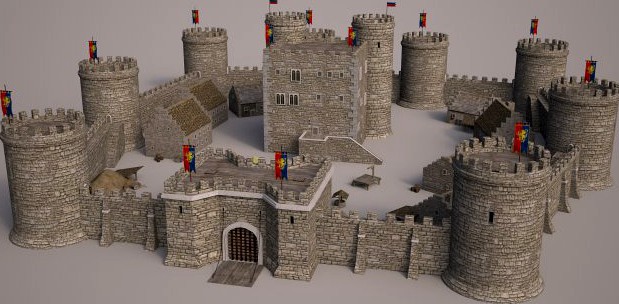 Medieval Castle set 3D Model