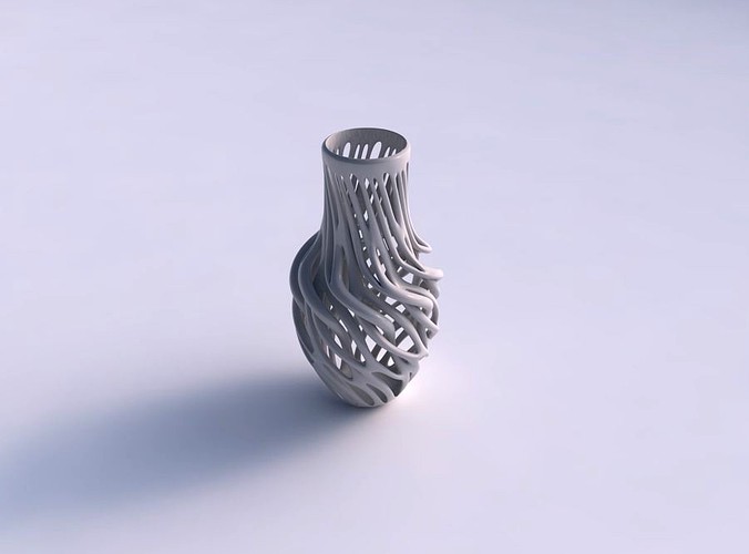 Vase with twisted branches twisted and squeezed | 3D