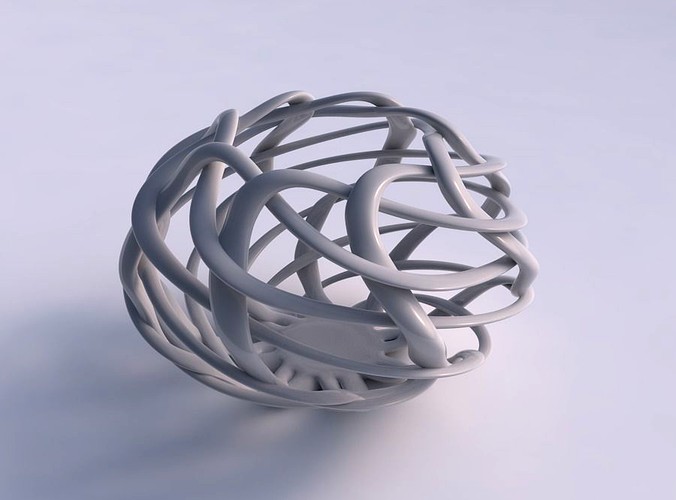 Bowl oval with interlacing lattice twisted and squeezed | 3D