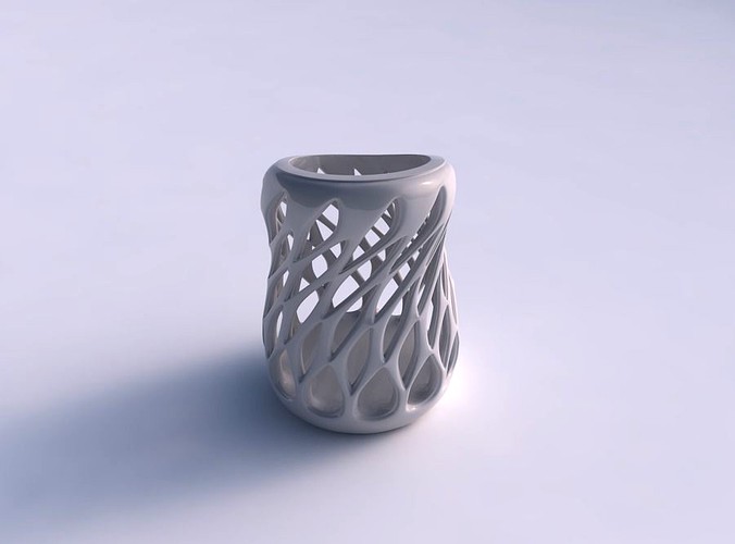 Vase spherical compressed with smooth beveled cuts eccentric | 3D