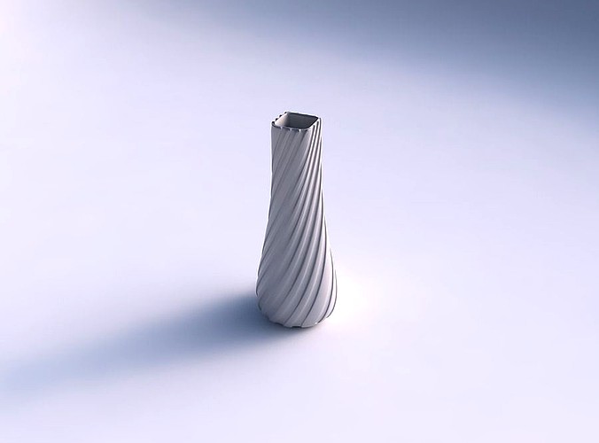 Vase semi quadratic with twisted smooth ribbons | 3D