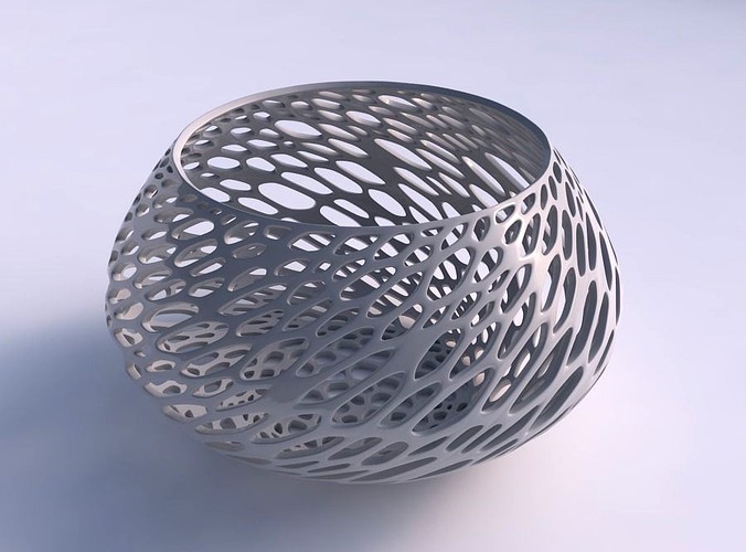 Bowl squeezed twisted with fine organic lattice | 3D