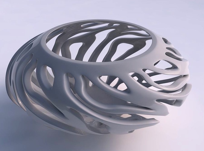 Bowl with twisted smooth cuts twisted and squeezed | 3D